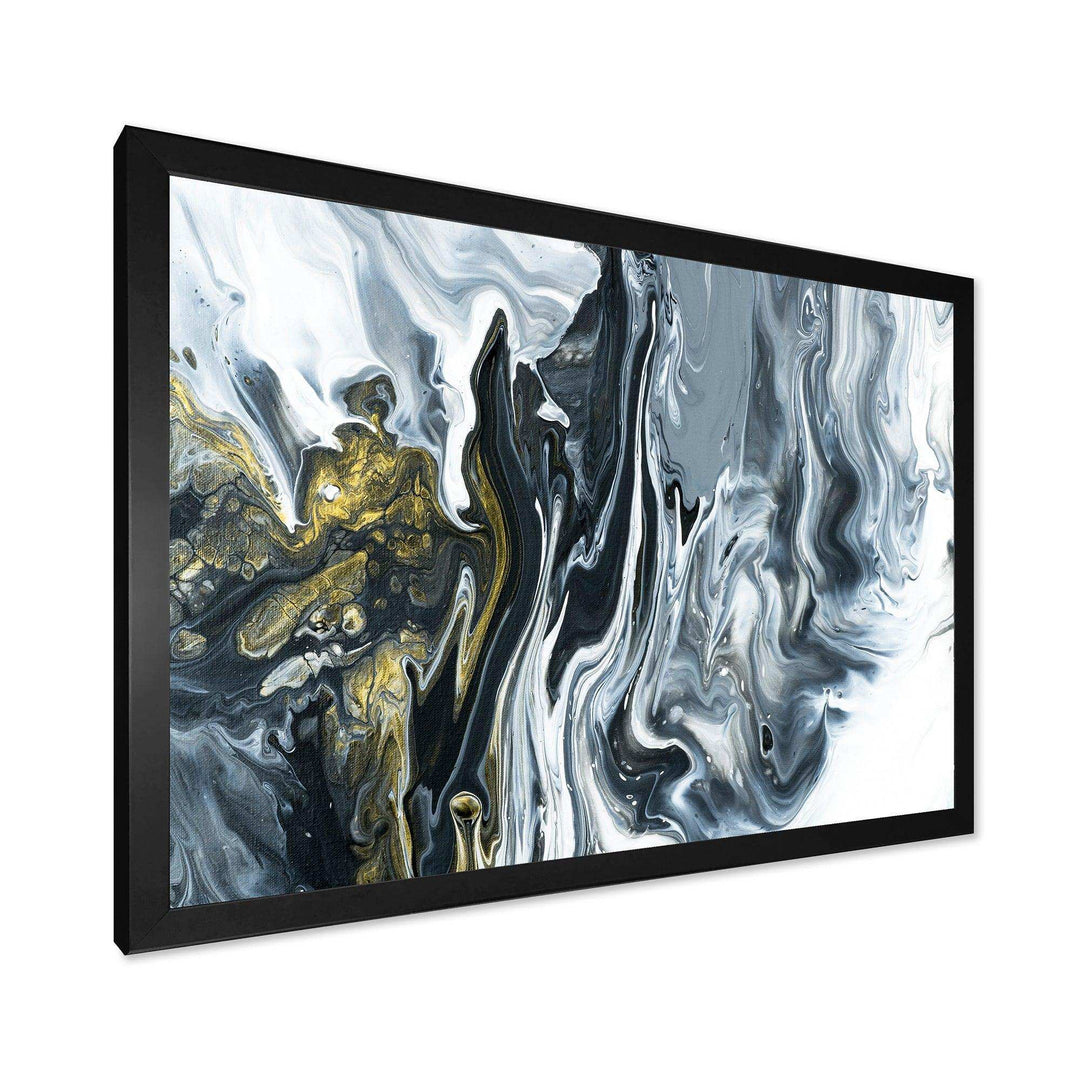 White, grey and White Hand Painted Marble Acrylic - Mid-Century Modern Bedroom Wall Art