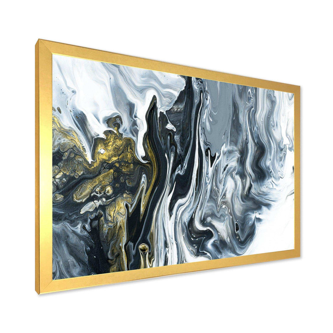 White, grey and White Hand Painted Marble Acrylic - Mid-Century Modern Bedroom Wall Art