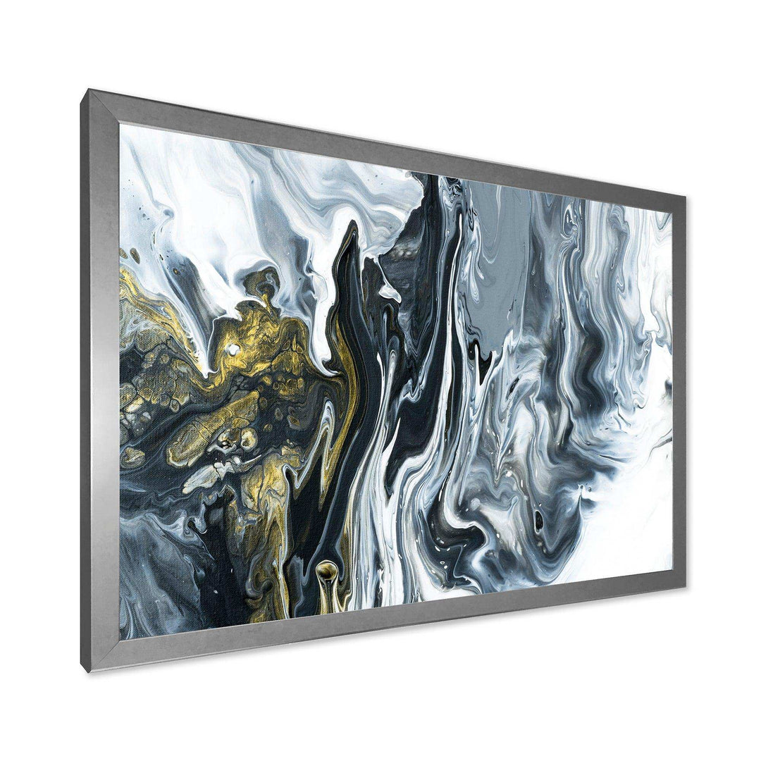 White, grey and White Hand Painted Marble Acrylic - Mid-Century Modern Bedroom Wall Art