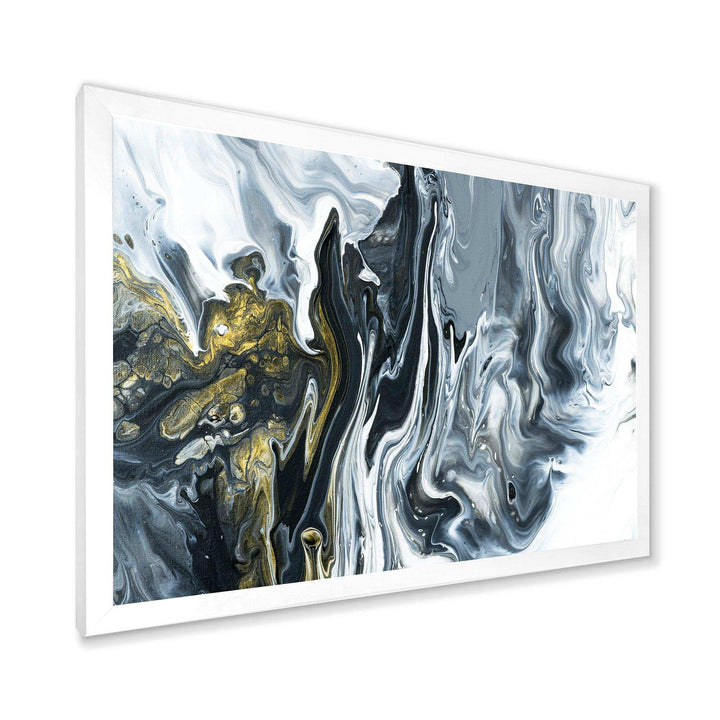 White, grey and White Hand Painted Marble Acrylic - Mid-Century Modern Bedroom Wall Art