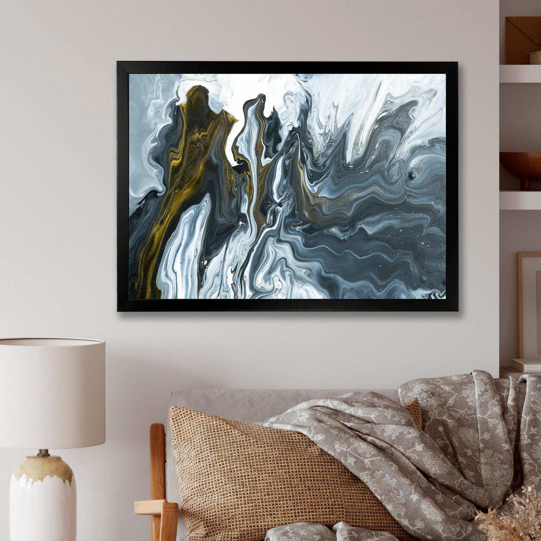Grey, Yellow and White Marble Acrylic - Mid-Century Modern Wall Art Prints