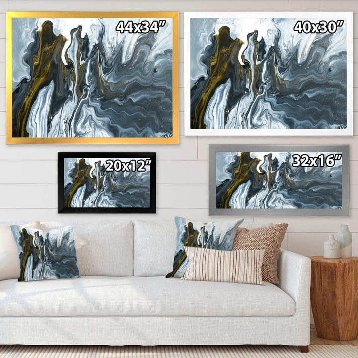 Grey, Yellow and White Marble Acrylic - Mid-Century Modern Wall Art Prints