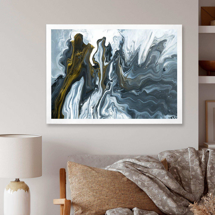 Grey, Yellow and White Marble Acrylic - Mid-Century Modern Wall Art Prints