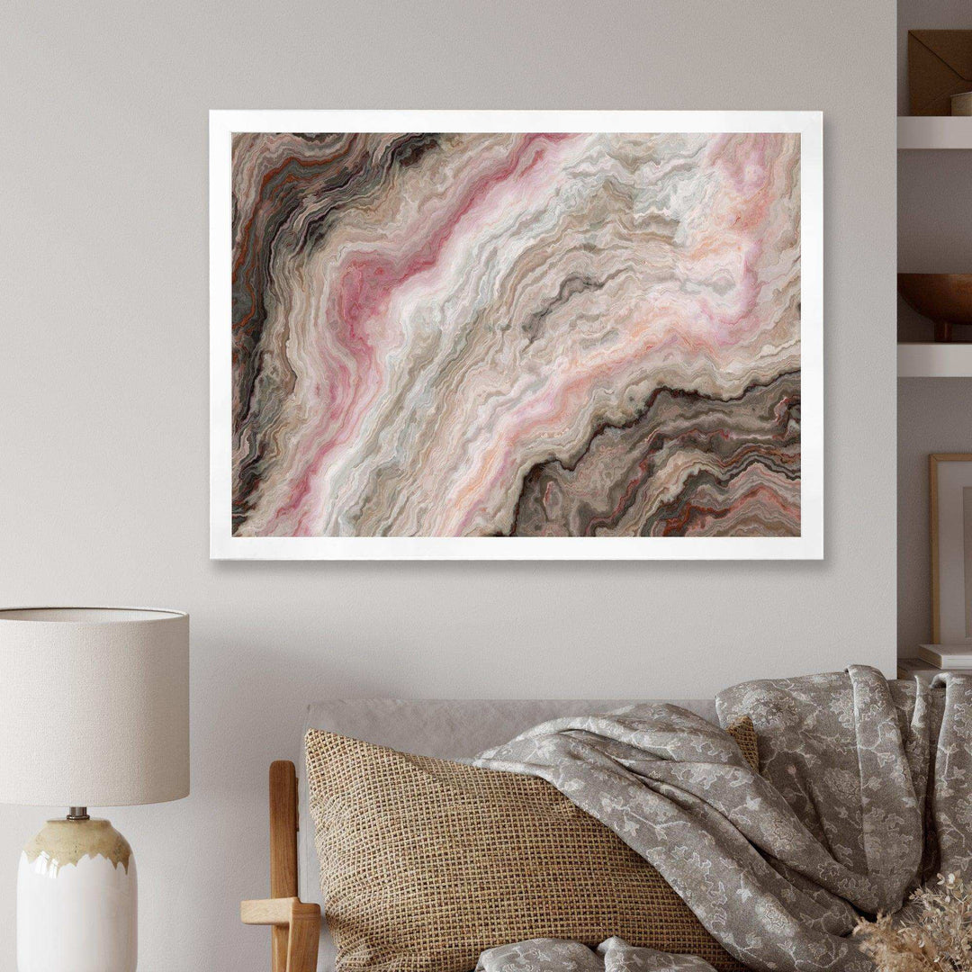 Grey Onyx with Rose Inclusions - Mid-Century Modern Living Room Wall Decor