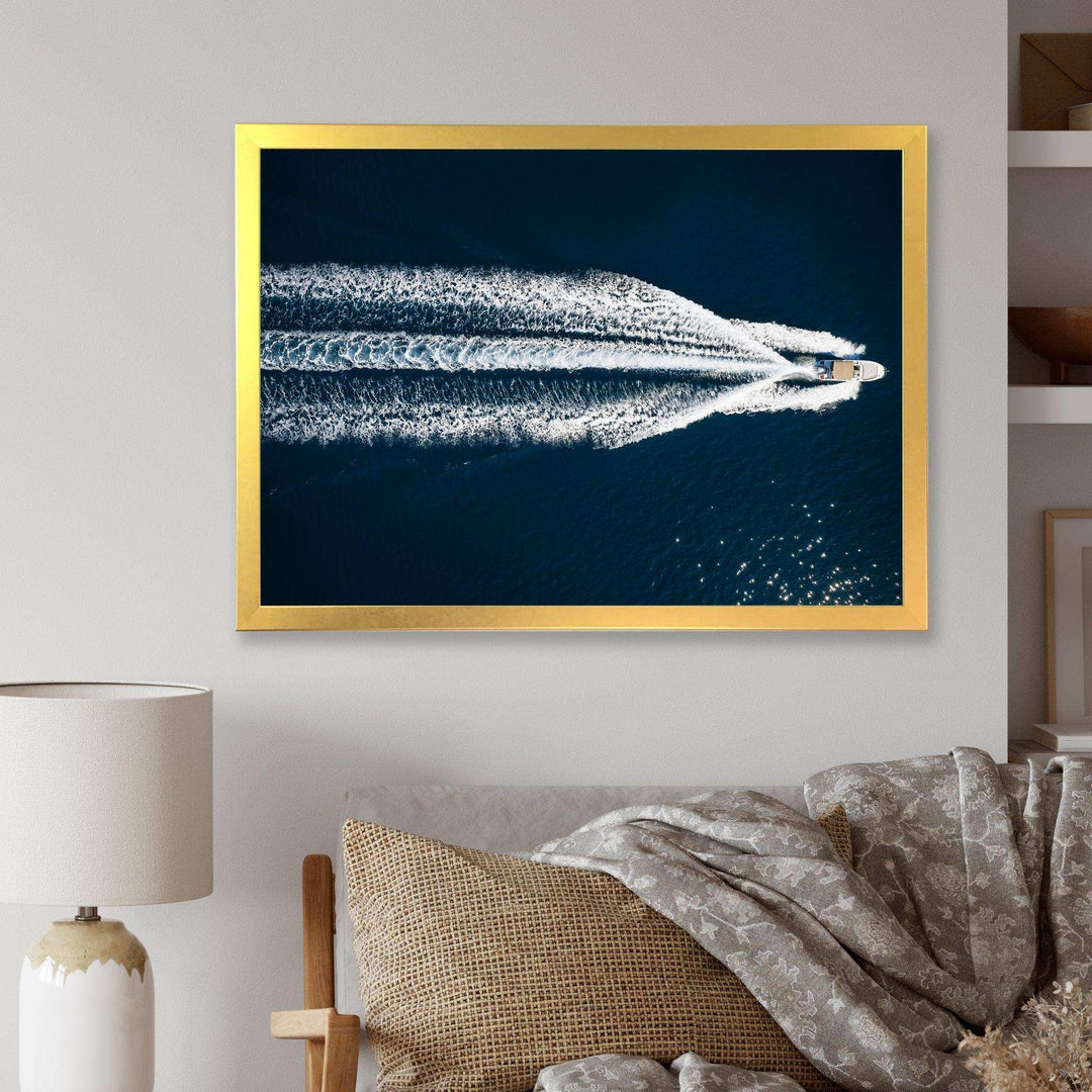 Aerial View Of Speed Boat In Mediterranean Sea