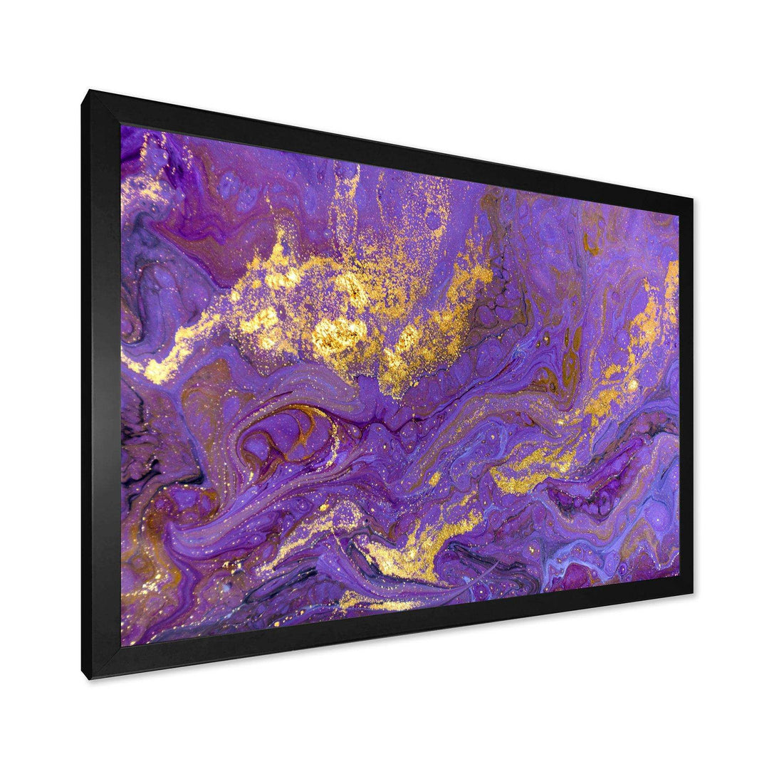 Gold And Purple Marbled Rippled Texture I - Modern Bedroom Wall Art
