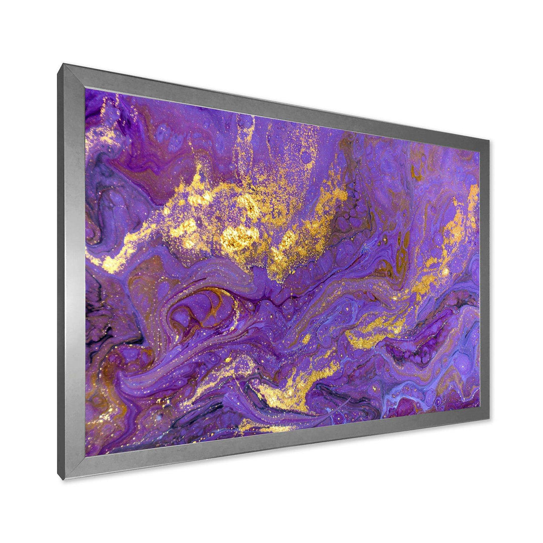Gold And Purple Marbled Rippled Texture I - Modern Bedroom Wall Art