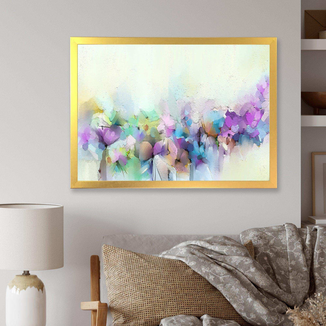 Yellow And Purple Spring Flowers - Traditional Canvas Wall Art