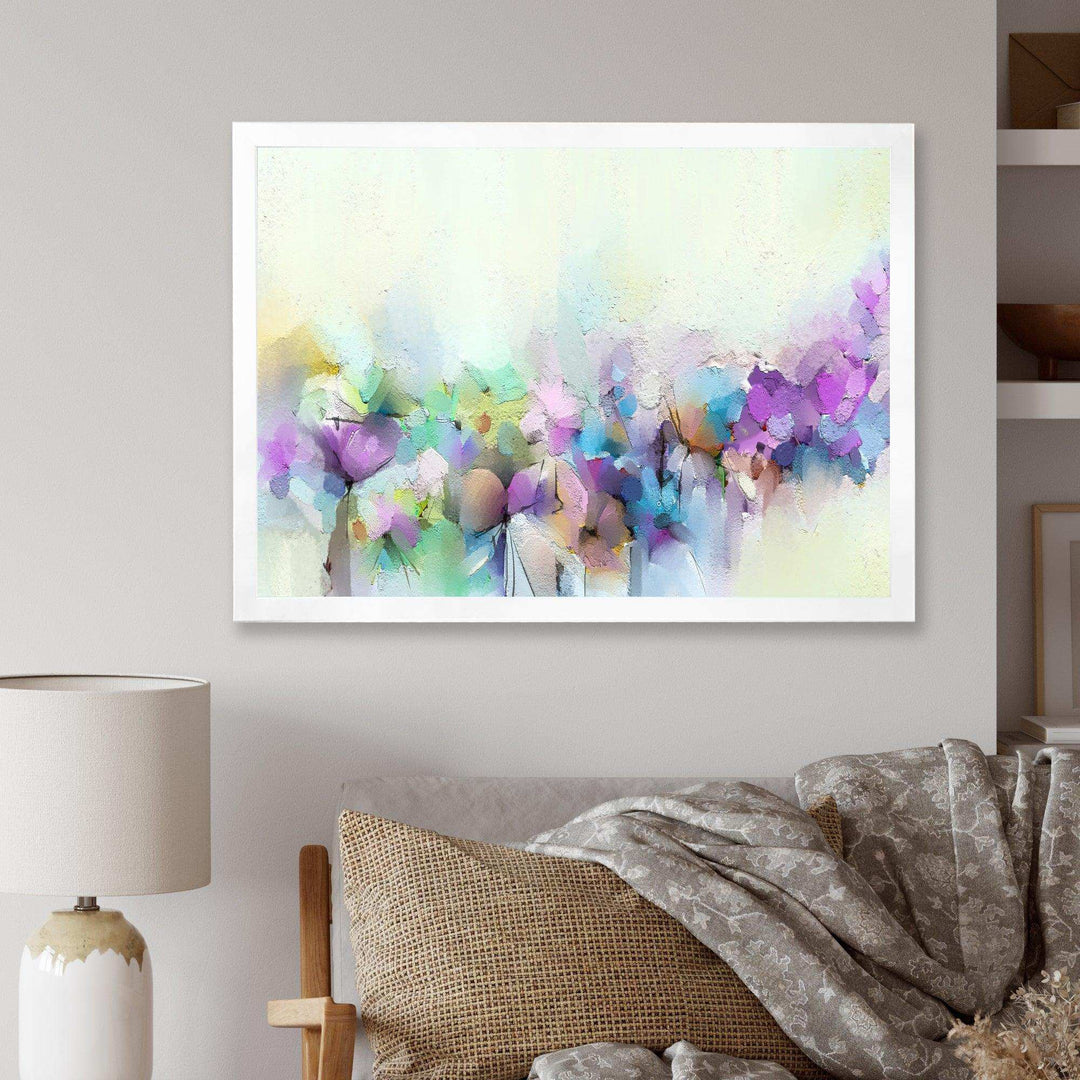 Yellow And Purple Spring Flowers - Traditional Canvas Wall Art