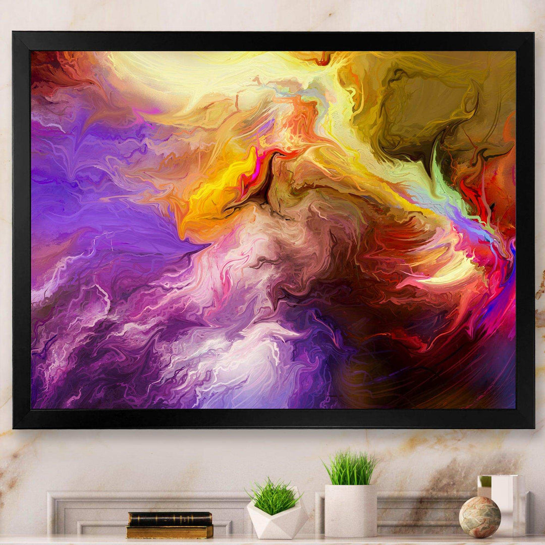 Oil Painted Purple And Yellow Clouds - Modern Wall Art Prints