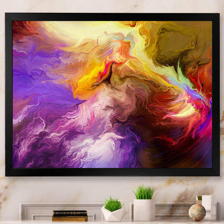 Oil Painted Purple And Yellow Clouds - Modern Wall Art Prints