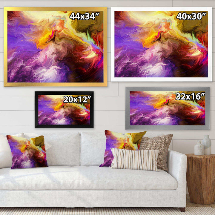 Oil Painted Purple And Yellow Clouds - Modern Wall Art Prints