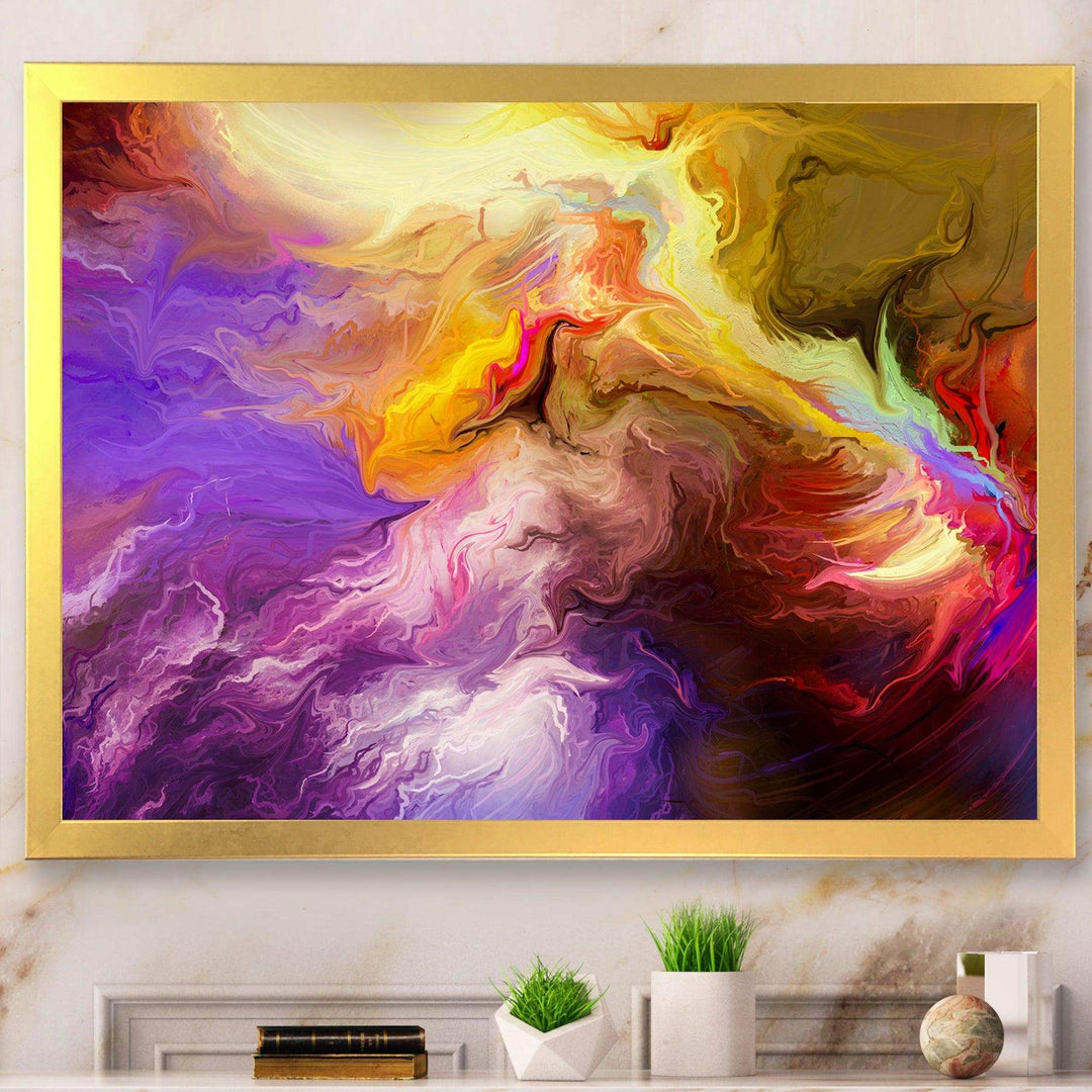 Oil Painted Purple And Yellow Clouds - Modern Wall Art Prints