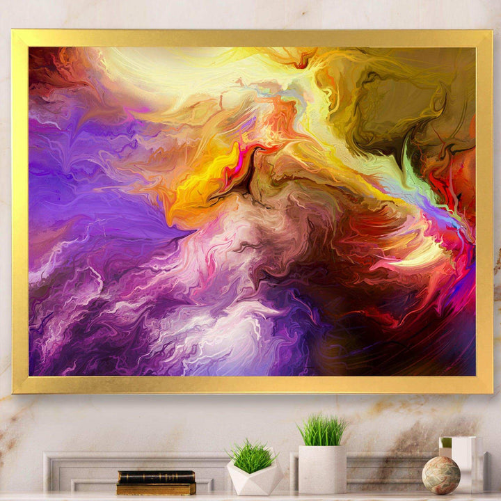 Oil Painted Purple And Yellow Clouds - Modern Wall Art Prints