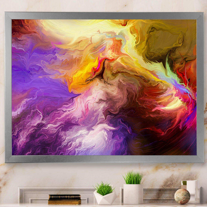 Oil Painted Purple And Yellow Clouds - Modern Wall Art Prints