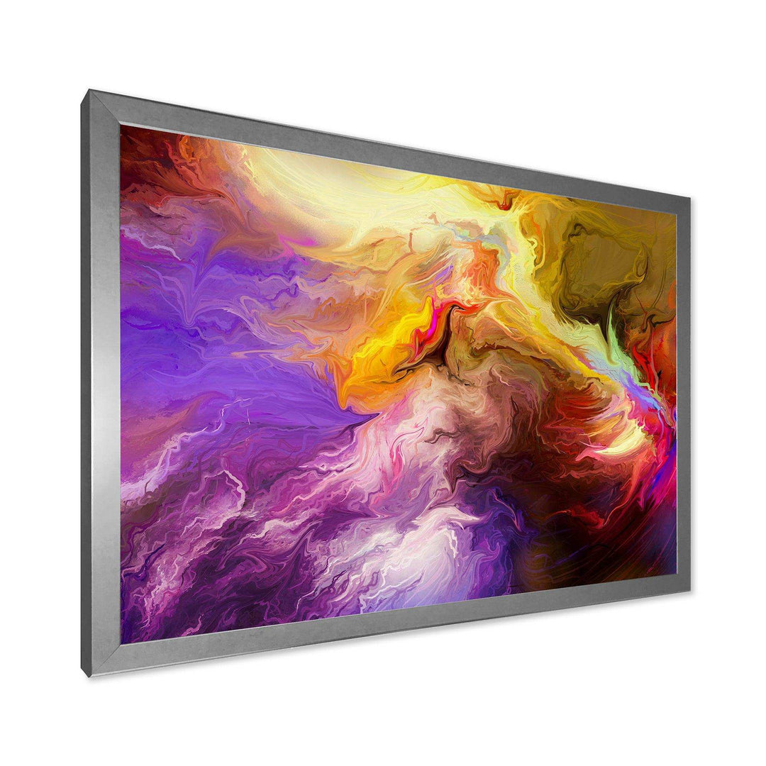 Oil Painted Purple And Yellow Clouds - Modern Wall Art Prints