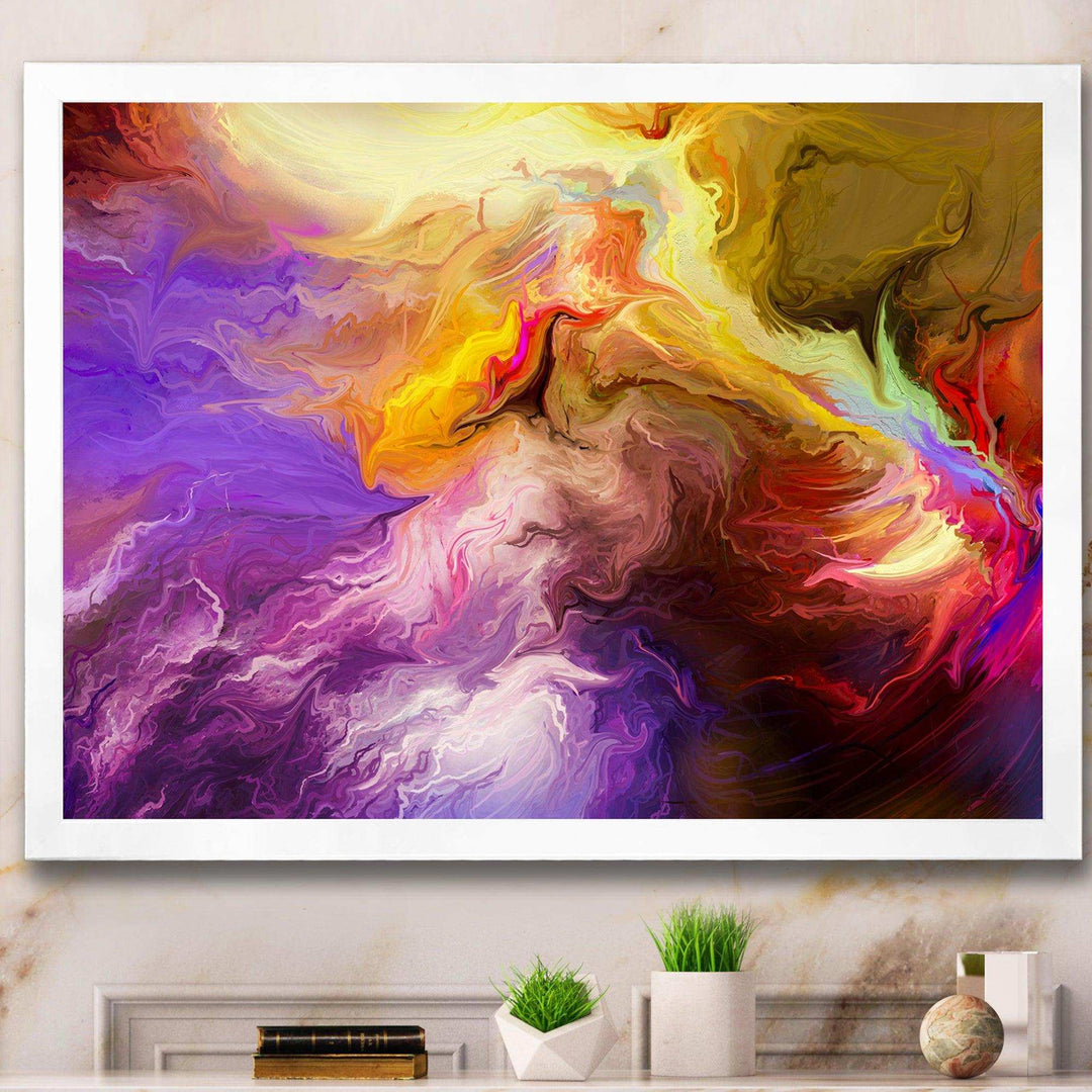 Oil Painted Purple And Yellow Clouds - Modern Wall Art Prints