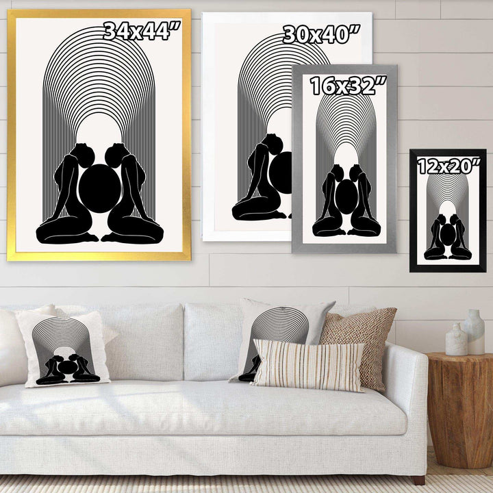 Empowered Cosmic Women Geometric Goddess Series Black And White I - Modern Canvas Wall Art