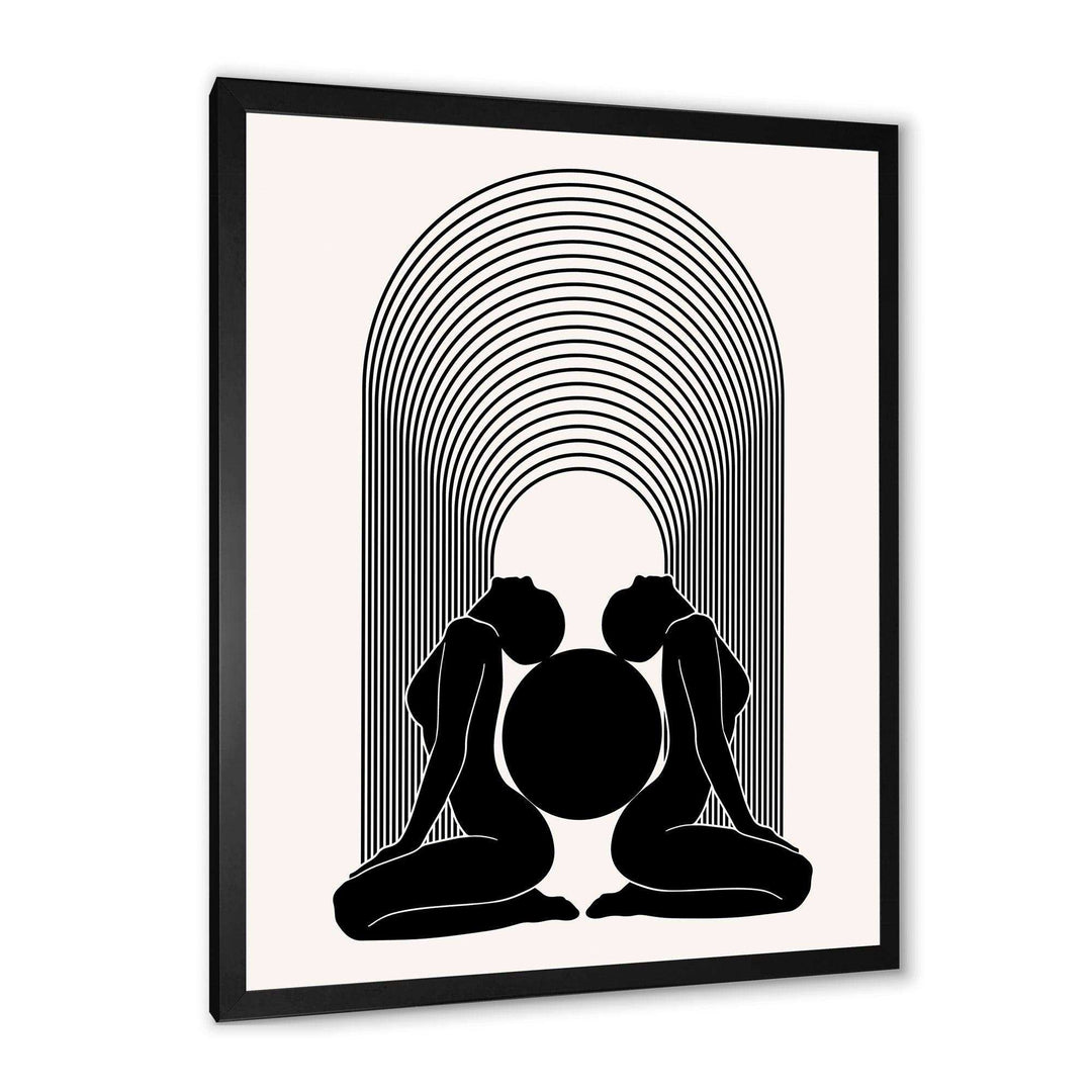 Empowered Cosmic Women Geometric Goddess Series Black And White I - Modern Canvas Wall Art