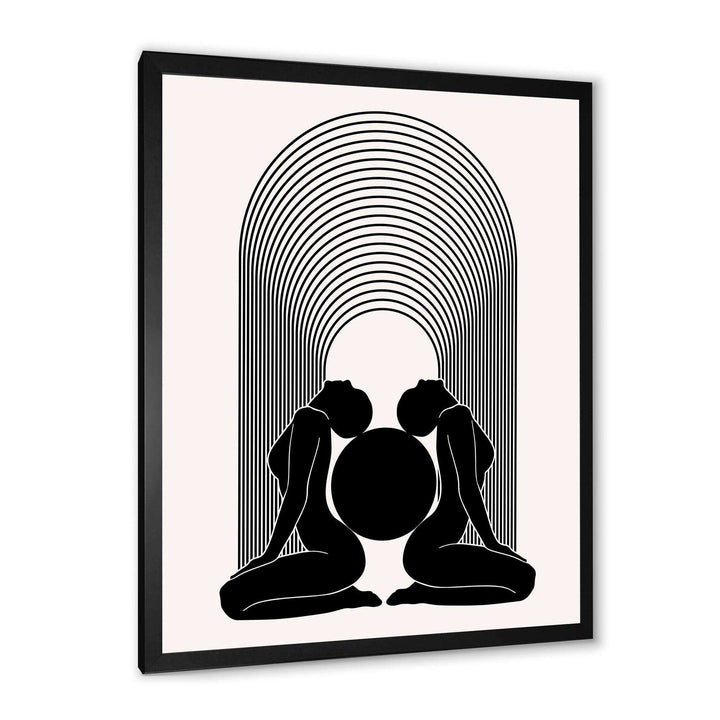 Empowered Cosmic Women Geometric Goddess Series Black And White I - Modern Canvas Wall Art