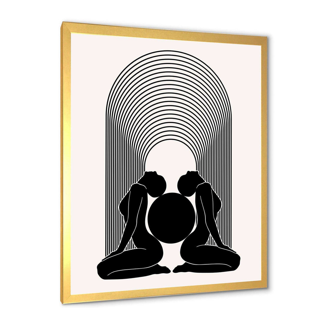 Empowered Cosmic Women Geometric Goddess Series Black And White I - Modern Canvas Wall Art