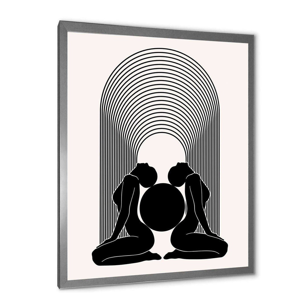 Empowered Cosmic Women Geometric Goddess Series Black And White I - Modern Canvas Wall Art