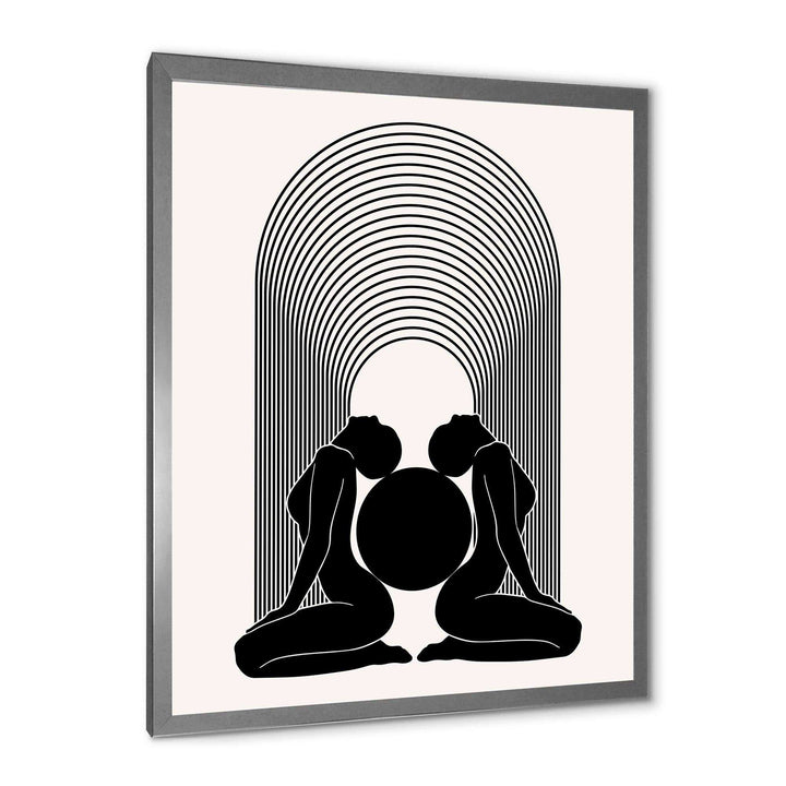 Empowered Cosmic Women Geometric Goddess Series Black And White I - Modern Canvas Wall Art