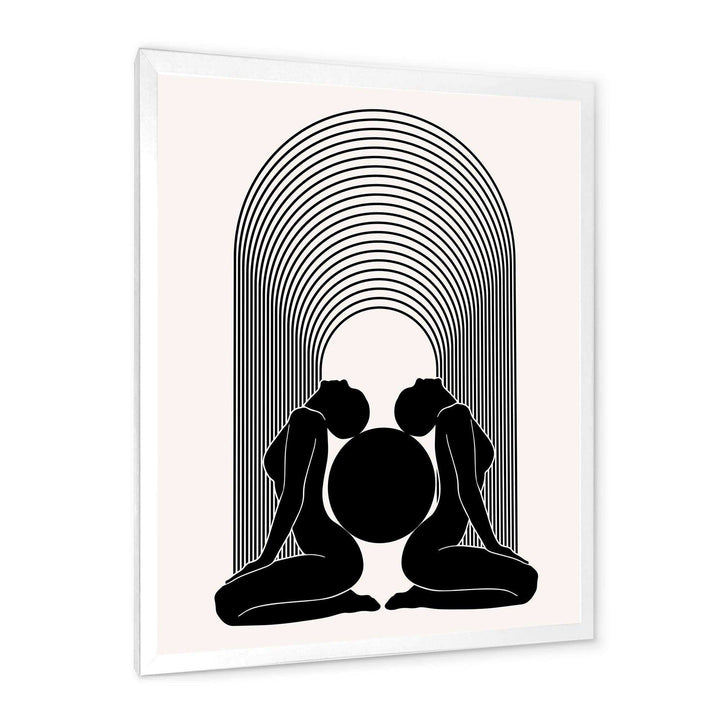 Empowered Cosmic Women Geometric Goddess Series Black And White I - Modern Canvas Wall Art