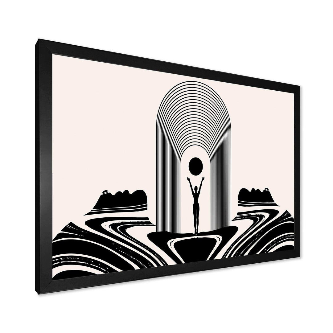Empowered Cosmic Women Geometric Goddess Series Black And White III - Modern Living Room Wall Decor