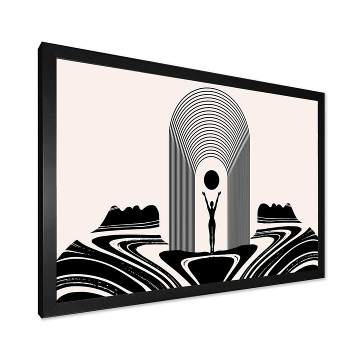 Empowered Cosmic Women Geometric Goddess Series Black And White III - Modern Living Room Wall Decor