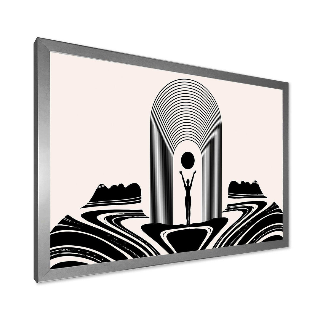 Empowered Cosmic Women Geometric Goddess Series Black And White III - Modern Living Room Wall Decor