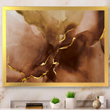 Hand Drawn Watercolor Brown Background With Gold