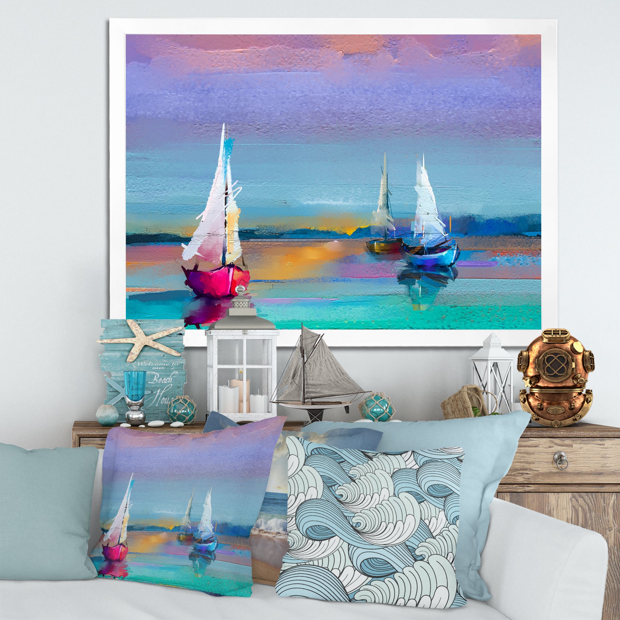 Impressionist Seascape With Little Ships I