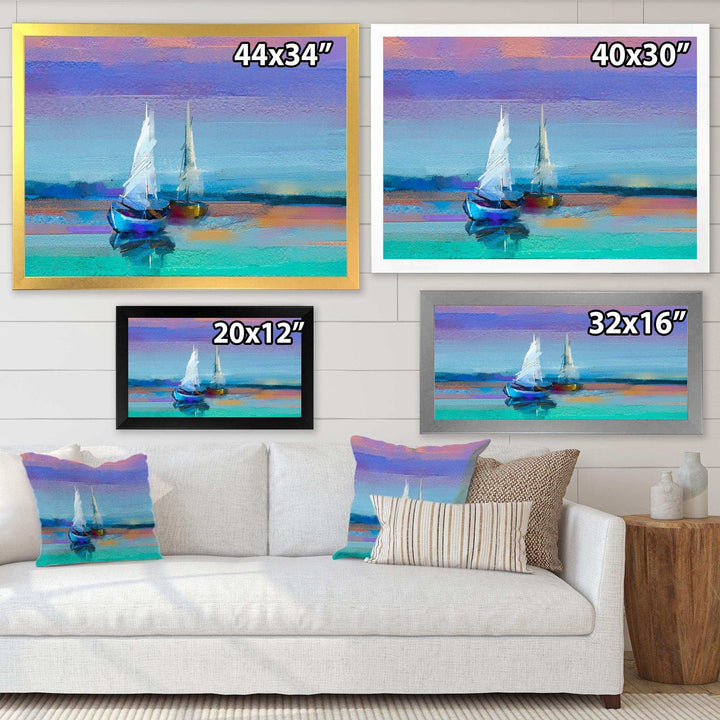 Impressionist Seascape With Little Ships II - Nautical &amp; Coastal Wall Art Prints