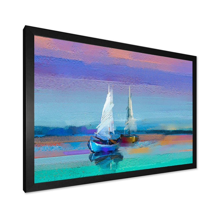 Impressionist Seascape With Little Ships II - Nautical &amp; Coastal Wall Art Prints