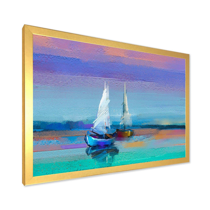 Impressionist Seascape With Little Ships II - Nautical &amp; Coastal Wall Art Prints
