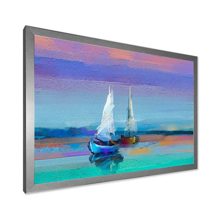 Impressionist Seascape With Little Ships II - Nautical &amp; Coastal Wall Art Prints