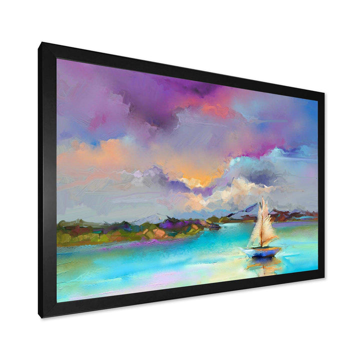 Impressionist Seascape With Little Ships III - Modern Canvas Wall Art