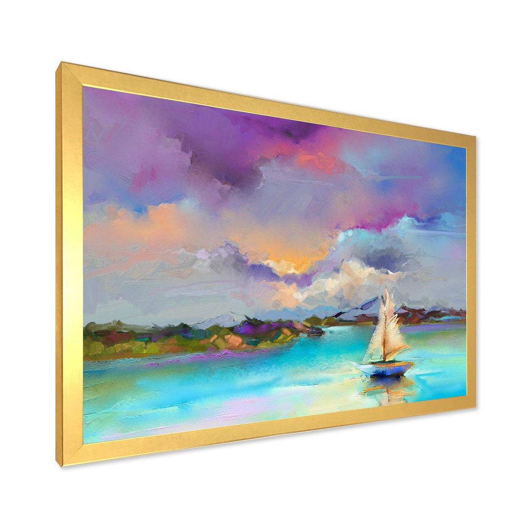 Impressionist Seascape With Little Ships III - Modern Canvas Wall Art