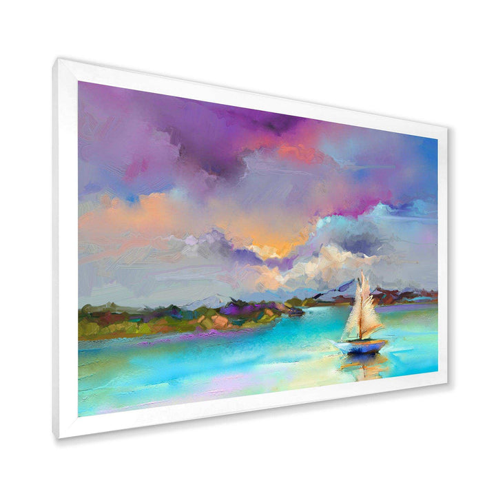 Impressionist Seascape With Little Ships III - Modern Canvas Wall Art