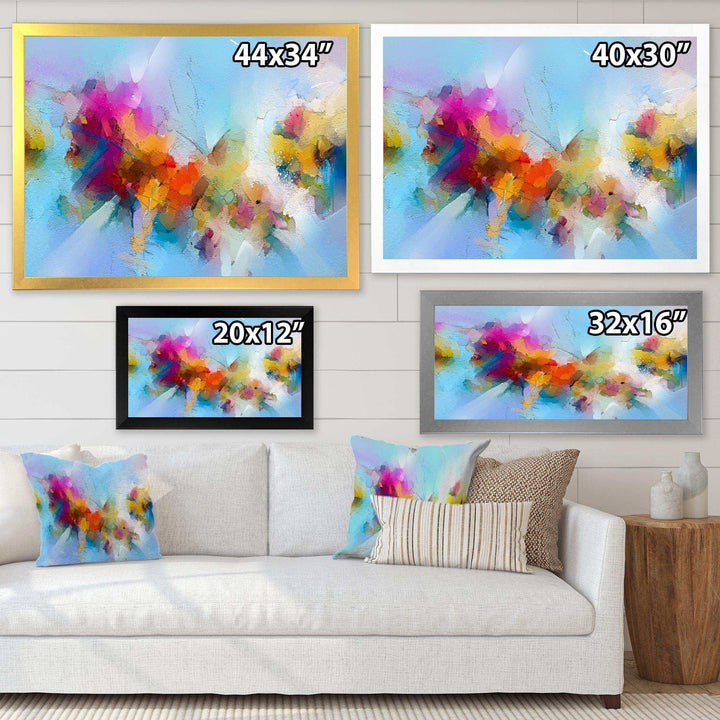 Purple Yellow And Blue Abstract Flower Compostion II - Farmhouse Wall Art Prints