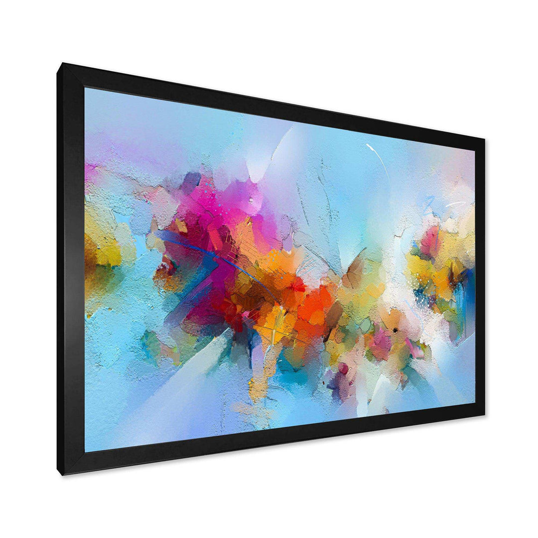 Purple Yellow And Blue Abstract Flower Compostion II - Farmhouse Wall Art Prints