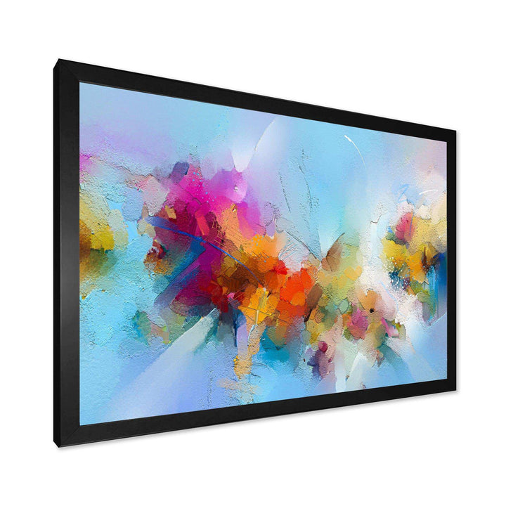 Purple Yellow And Blue Abstract Flower Compostion II - Farmhouse Wall Art Prints