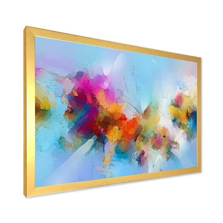 Purple Yellow And Blue Abstract Flower Compostion II - Farmhouse Wall Art Prints
