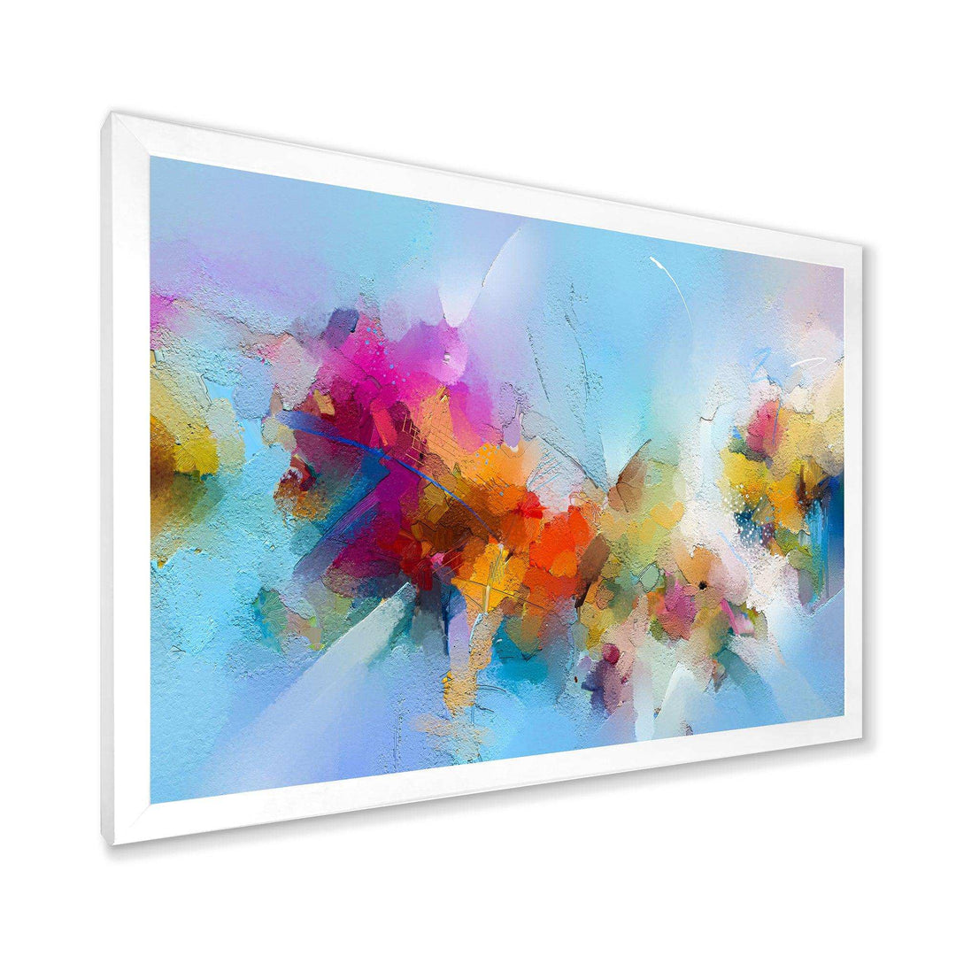 Purple Yellow And Blue Abstract Flower Compostion II - Farmhouse Wall Art Prints