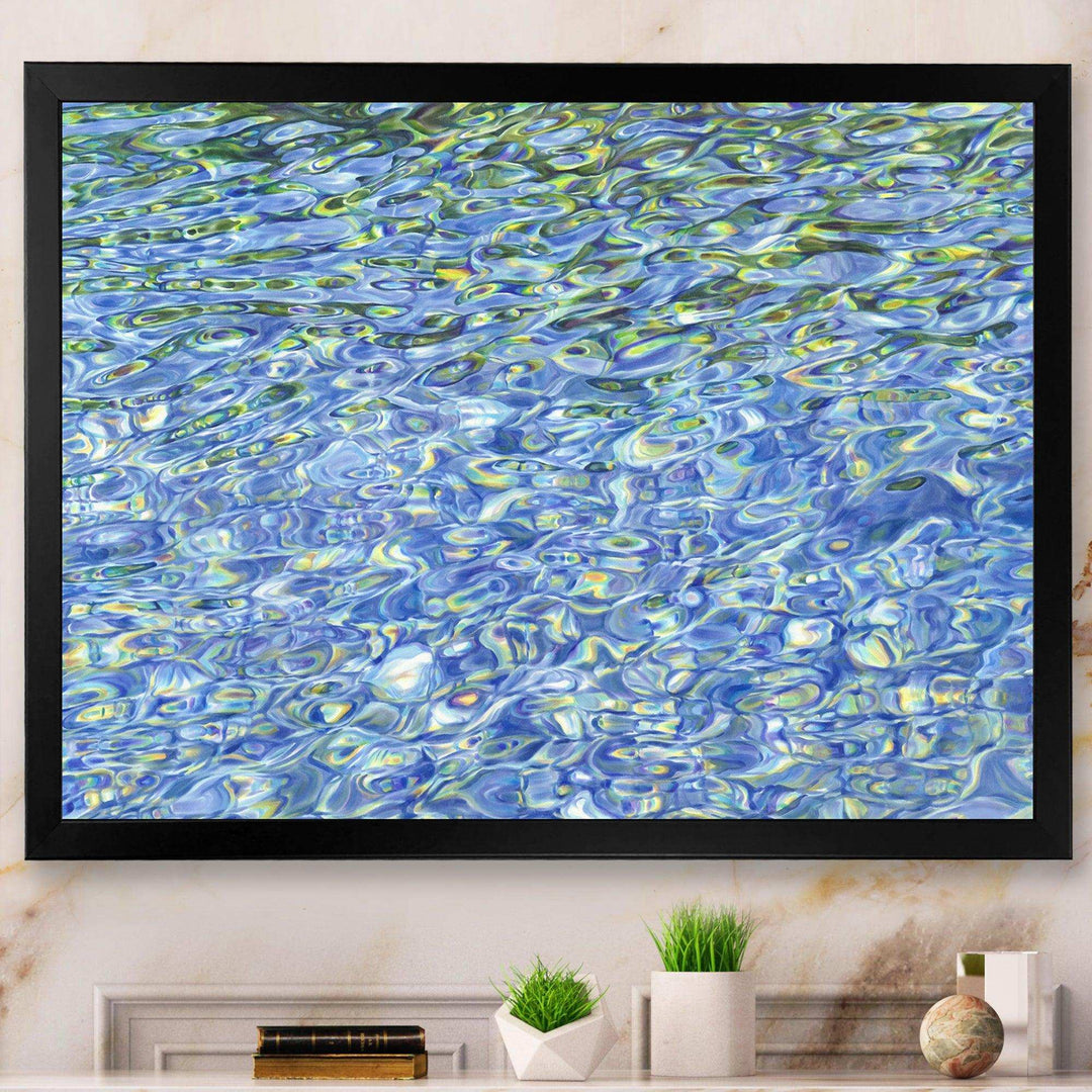 Sunny Water With Transparent Waves Reflecting Gentle Sunshine II - Modern Bedroom Wall Art
