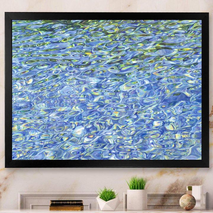 Sunny Water With Transparent Waves Reflecting Gentle Sunshine II - Modern Bedroom Wall Art