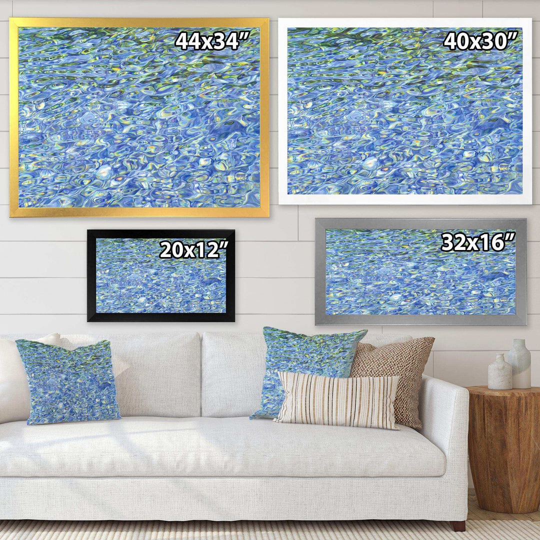 Sunny Water With Transparent Waves Reflecting Gentle Sunshine II - Modern Bedroom Wall Art