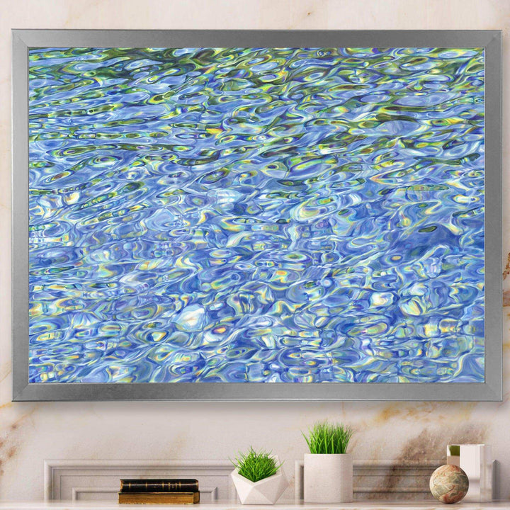 Sunny Water With Transparent Waves Reflecting Gentle Sunshine II - Modern Bedroom Wall Art
