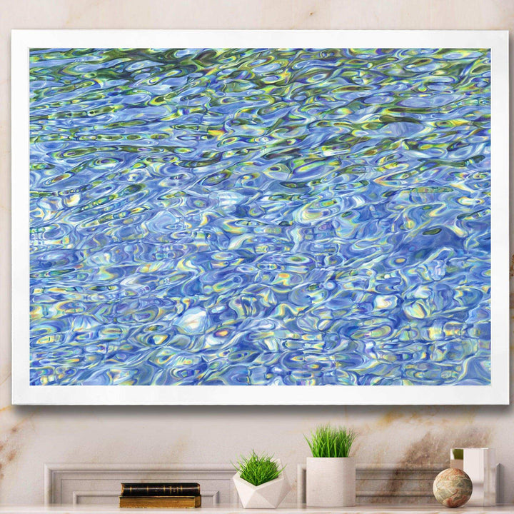 Sunny Water With Transparent Waves Reflecting Gentle Sunshine II - Modern Bedroom Wall Art